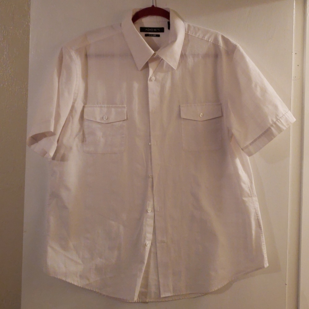 Men's slim fit white button up shirt
